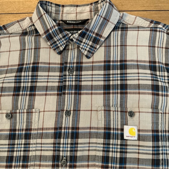 Carhartt Rugged Flex Flannel Shirt Men’s XL Relaxed Fit Blue Gray Plaid - Picture 1 of 14